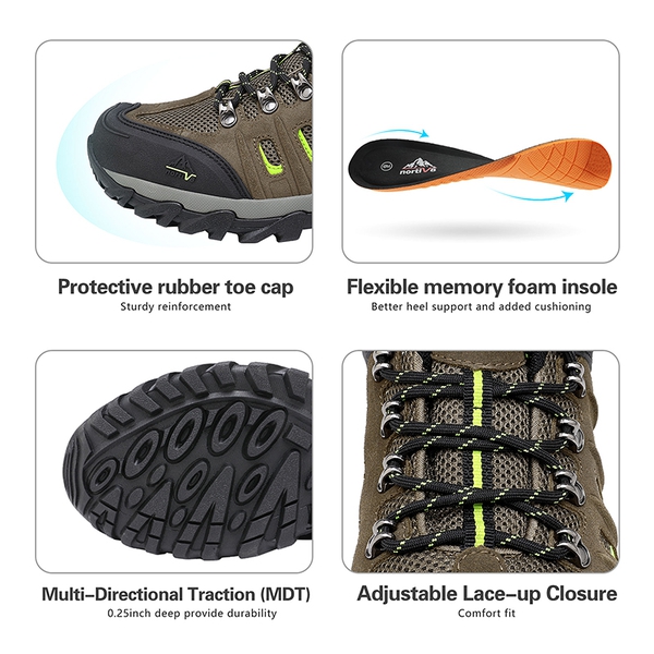 Men's Waterproof Low-Cut Hiking Shoes - BLACK BROWN YELLOW - 5